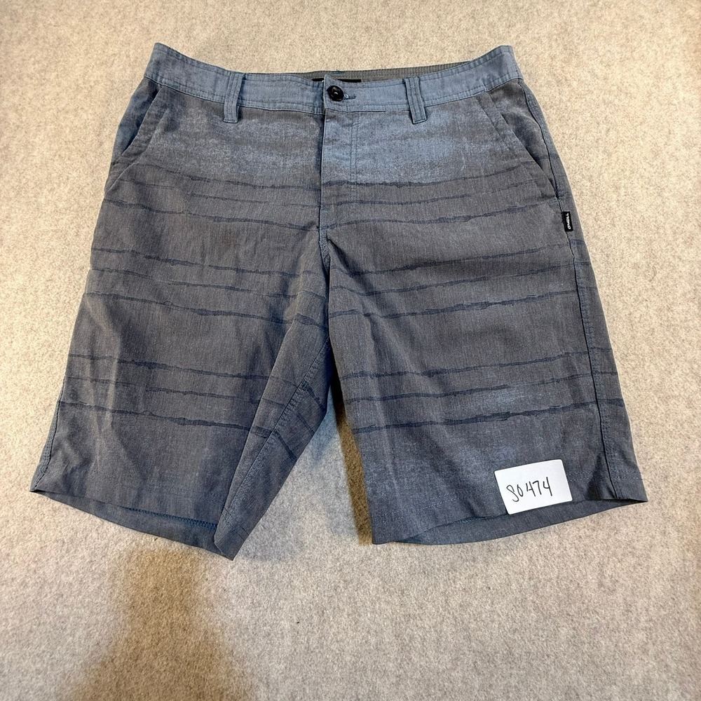 ONeill Hybrid Shorts Mens 34‎ Grey Striped Boardshorts Walkshorts Casual Surf